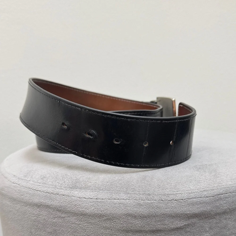 Louis Vuitton Black Belt with Engraved Silver Buckle size 95/38 - Picture 8 of 9